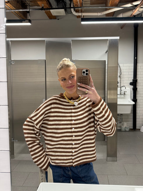 Coco Cutie Cardigan // Brown Stripe